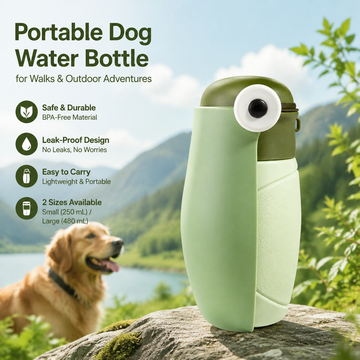 Portable Dog Water Bottle for Walks & Outdoor Adventures