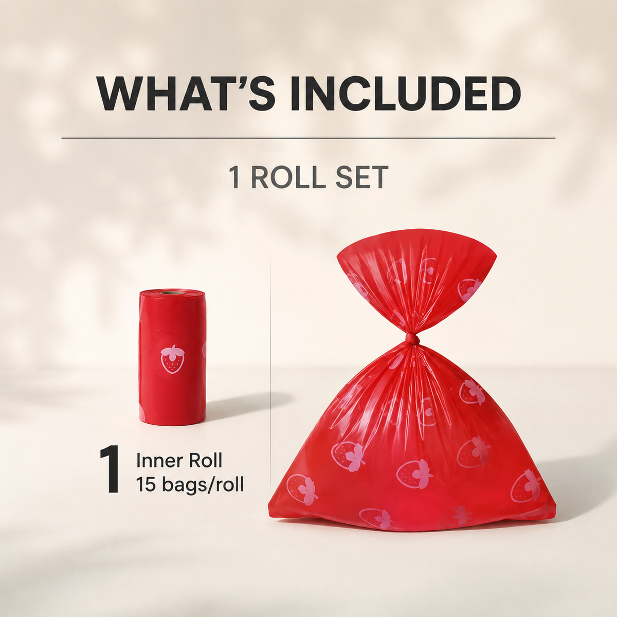 Strawberry Pet Poop Bag Dispenser and Refill Set