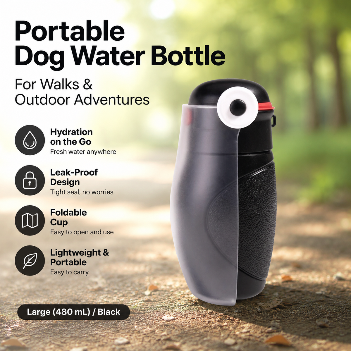 Portable Dog Water Bottle for Walks & Outdoor Adventures