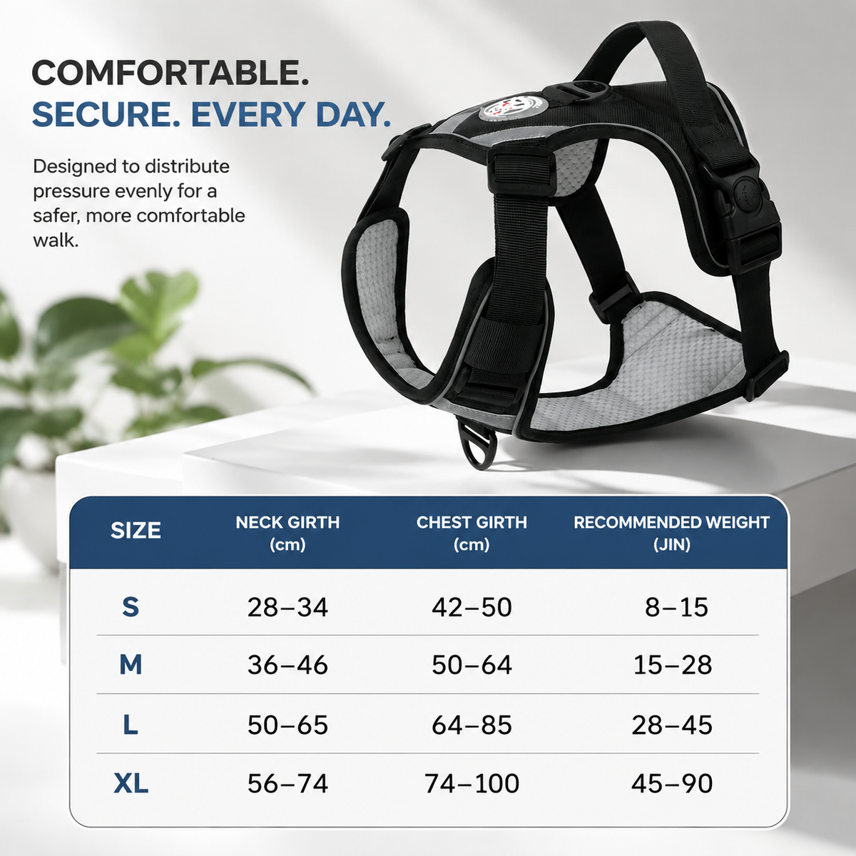 Breathable I-Style No-Pull Dog Harness for Large Dogs, Escape-Resistant and No-Choke
