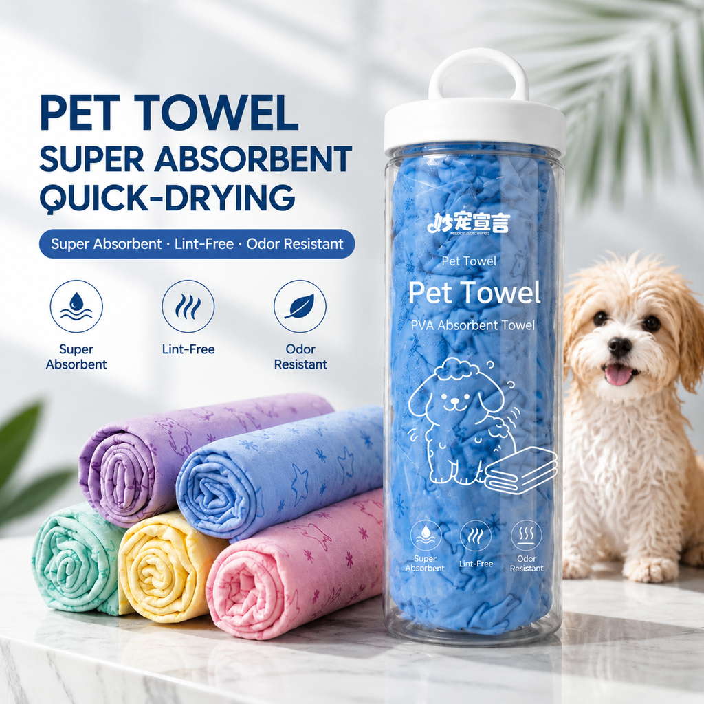 Quick-Dry Absorbent Pet Towel for Dogs and Cats, Oversized Thick Soft Faux Chamois Bath Towel, Pet Hair Resistant