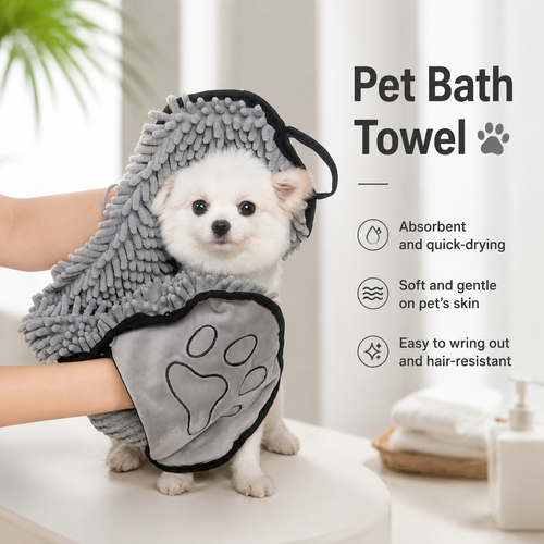 Chenille Pet Bath Towel for Dogs and Cats